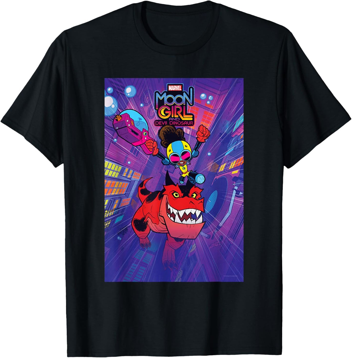 Marvel Moon Girl and Devil Dinosaur Series Poster and Logo T-Shirt - T-Shirt | Black