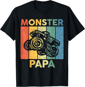 Monster Truck Retro Sunset Matching Family Store Papa Monster Truck Are My Jam Truck Lovers T-Shirt - T-Shirt | Black