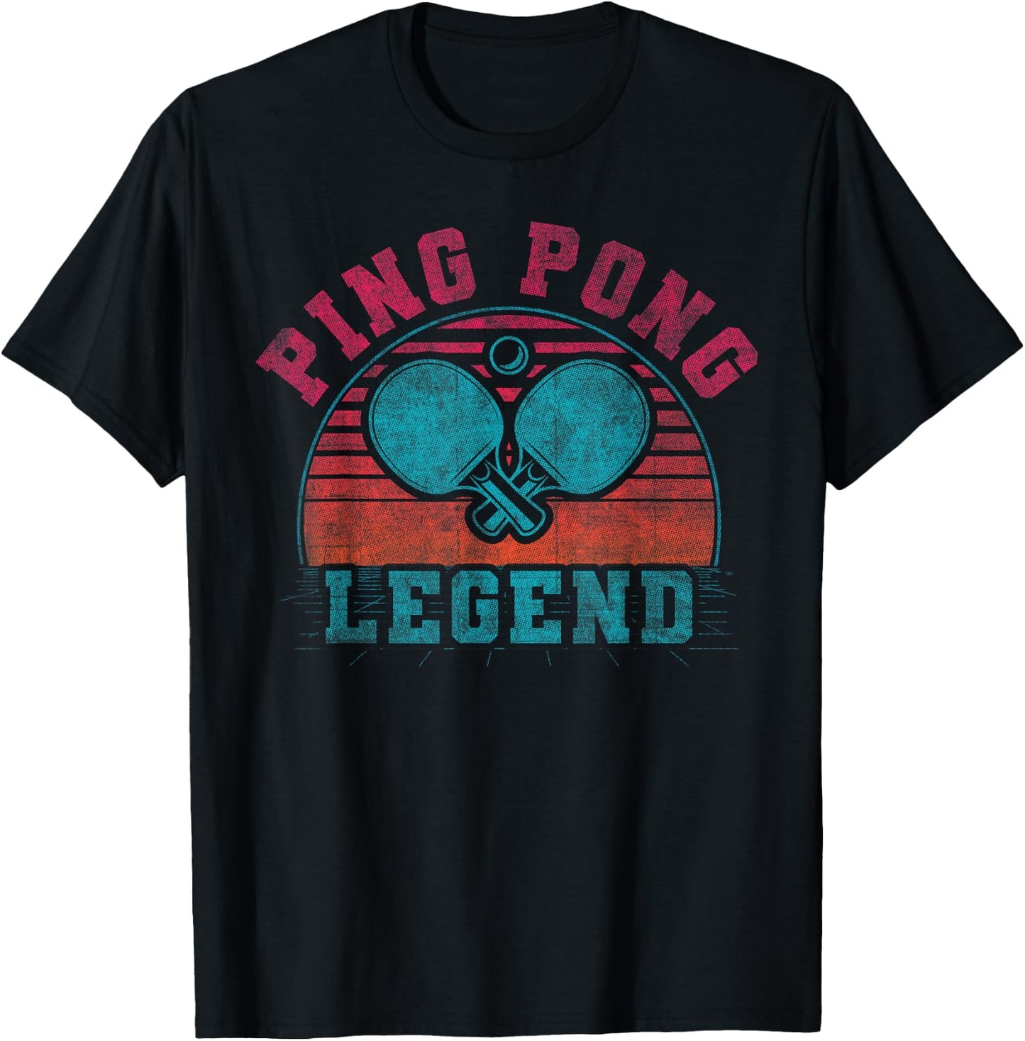 Cool Ping Pong Retro Crossing Rackets Ping Pong Legend T-Shirt - T-Shirt | Black