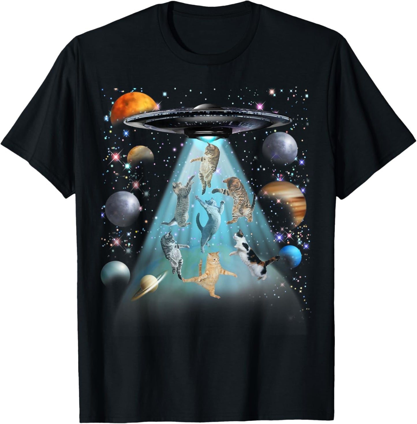 Space Cat Galaxy Cat Funny for Cat Dad Cat Mom Cat Lover T-Shirt - T-Shirt | Black