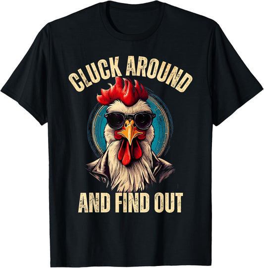 Cluck around and find out funny gangster rooster T-Shirt - T-Shirt | Black
