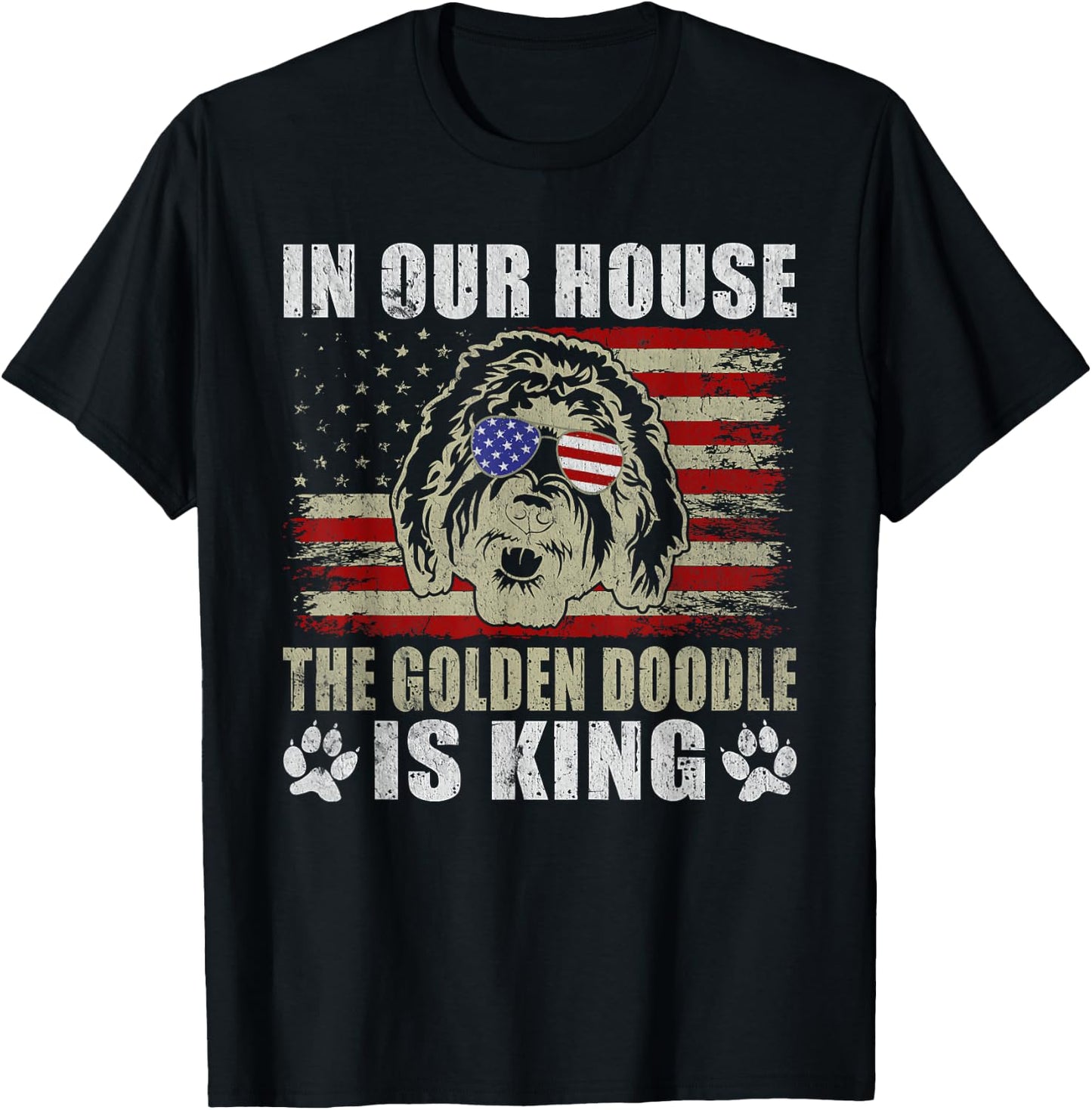 In our House the Golden Doodle is King Golden Doodle T-Shirt - T-Shirt | Black