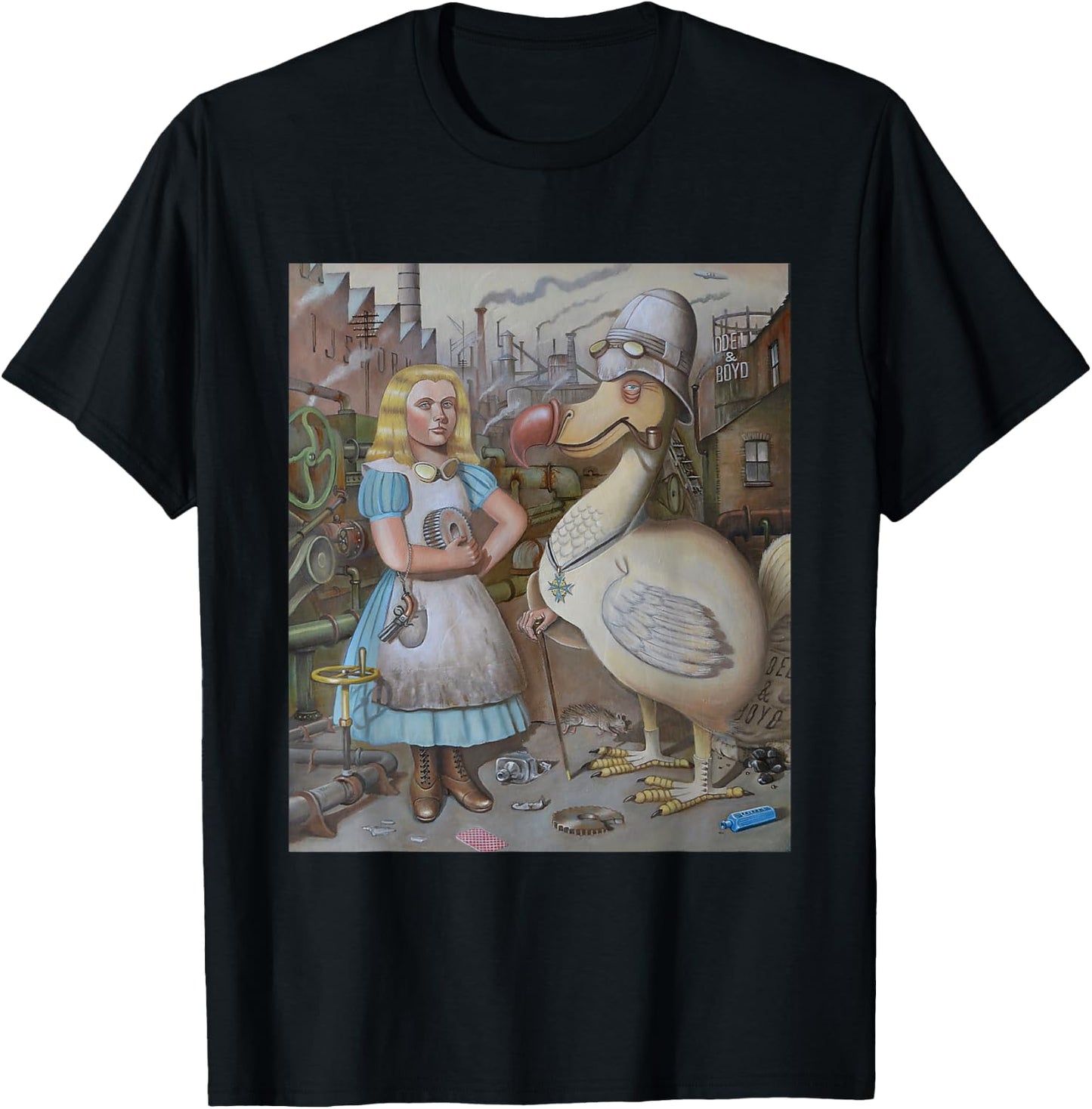 Steampunk Alice and Dodo bird T-Shirt - T-Shirt | Black