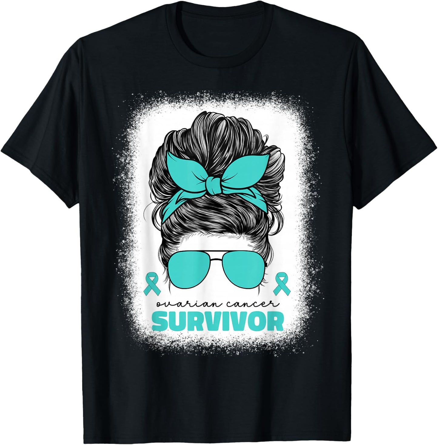 Ovarian Cancer Teal Ribbon Ovarian Cancer Survivor T-Shirt - T-Shirt | Black