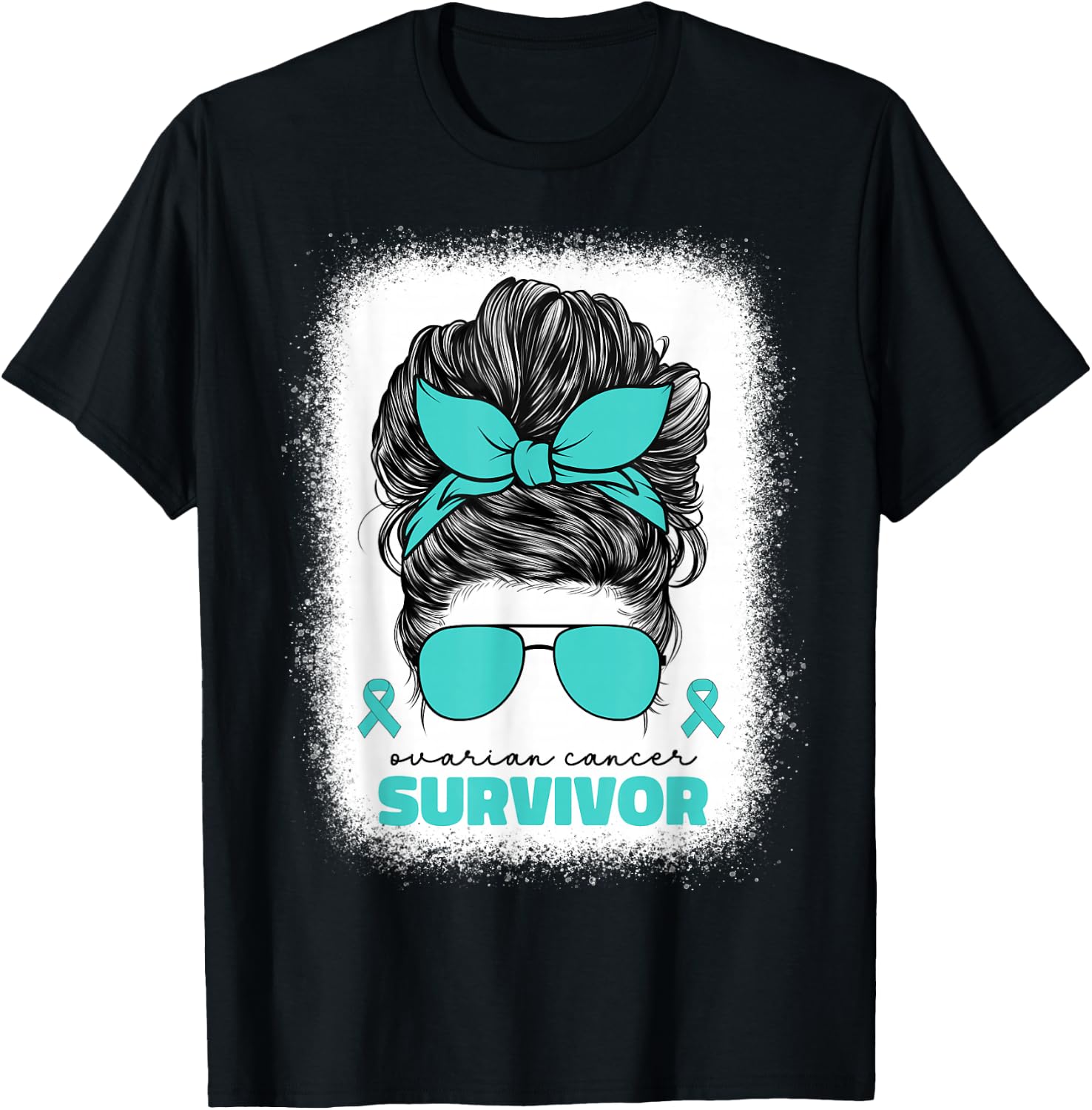 Ovarian Cancer Teal Ribbon Ovarian Cancer Survivor T-Shirt - T-Shirt | Black