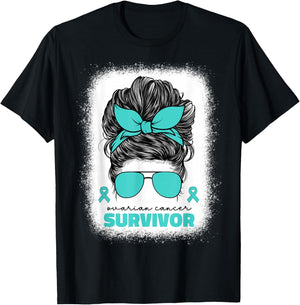 Ovarian Cancer Teal Ribbon Ovarian Cancer Survivor T-Shirt - T-Shirt | Black