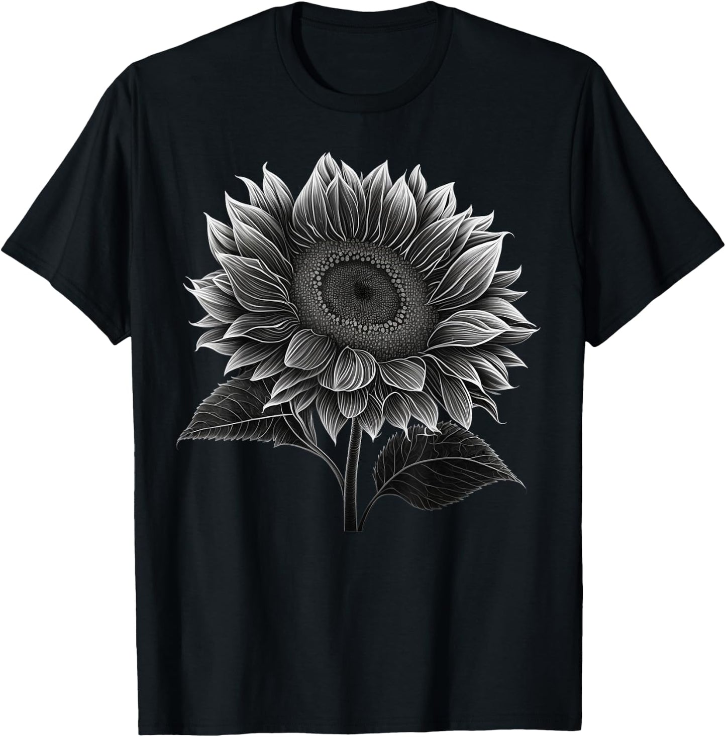 Sunflowers lover on black and white Sunflower T-Shirt - T-Shirt | Black