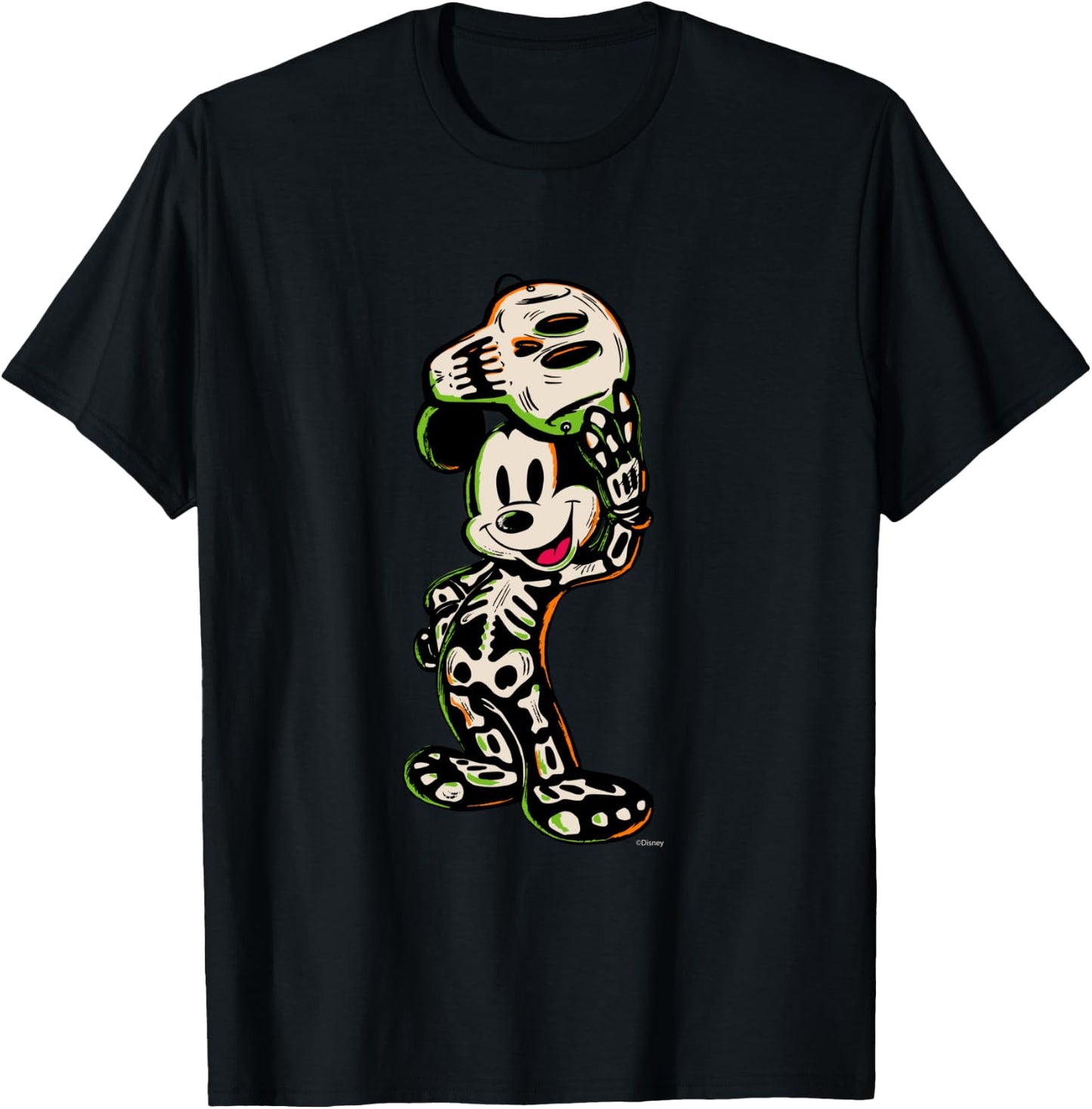 Disney 100 Mickey Mouse Halloween Classic Skeleton Costume T-Shirt - T-Shirt | Black