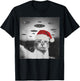 Funny Christmas Cat wear Santa Hat selfie with Alien UFO Men Women Kids T-Shirt - T-Shirt | Black