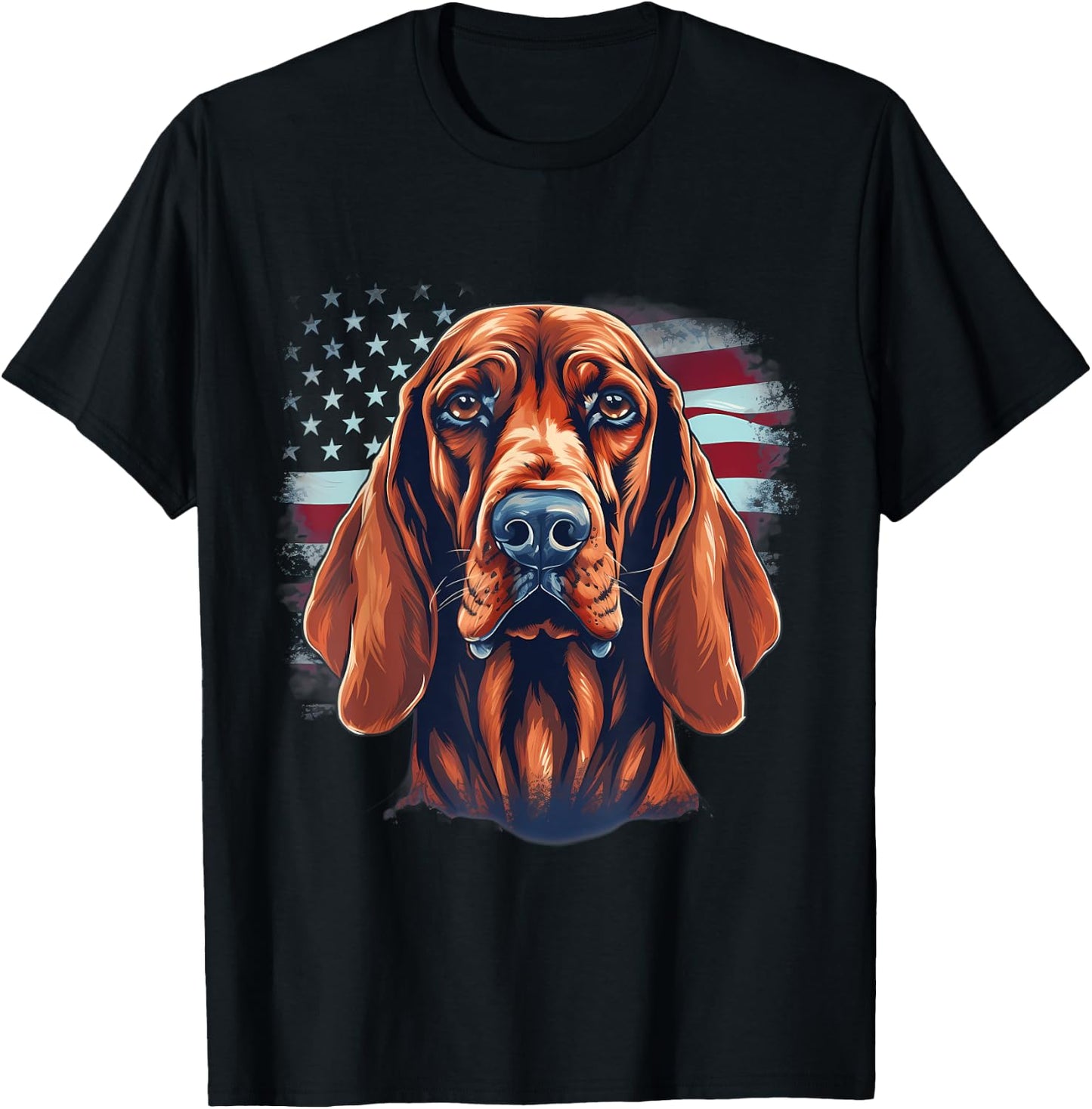 4th Of July US Flag Redbone Coonhound Dog Women Kids Men T-Shirt - T-Shirt | Black