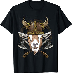 Viking Goat Renaissance Medieval Norse Pagan Valhalla Farmer T-Shirt - T-Shirt | Black