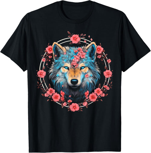 Wolf Blue Eyes Artwork | Cherry Blossoms Wolf