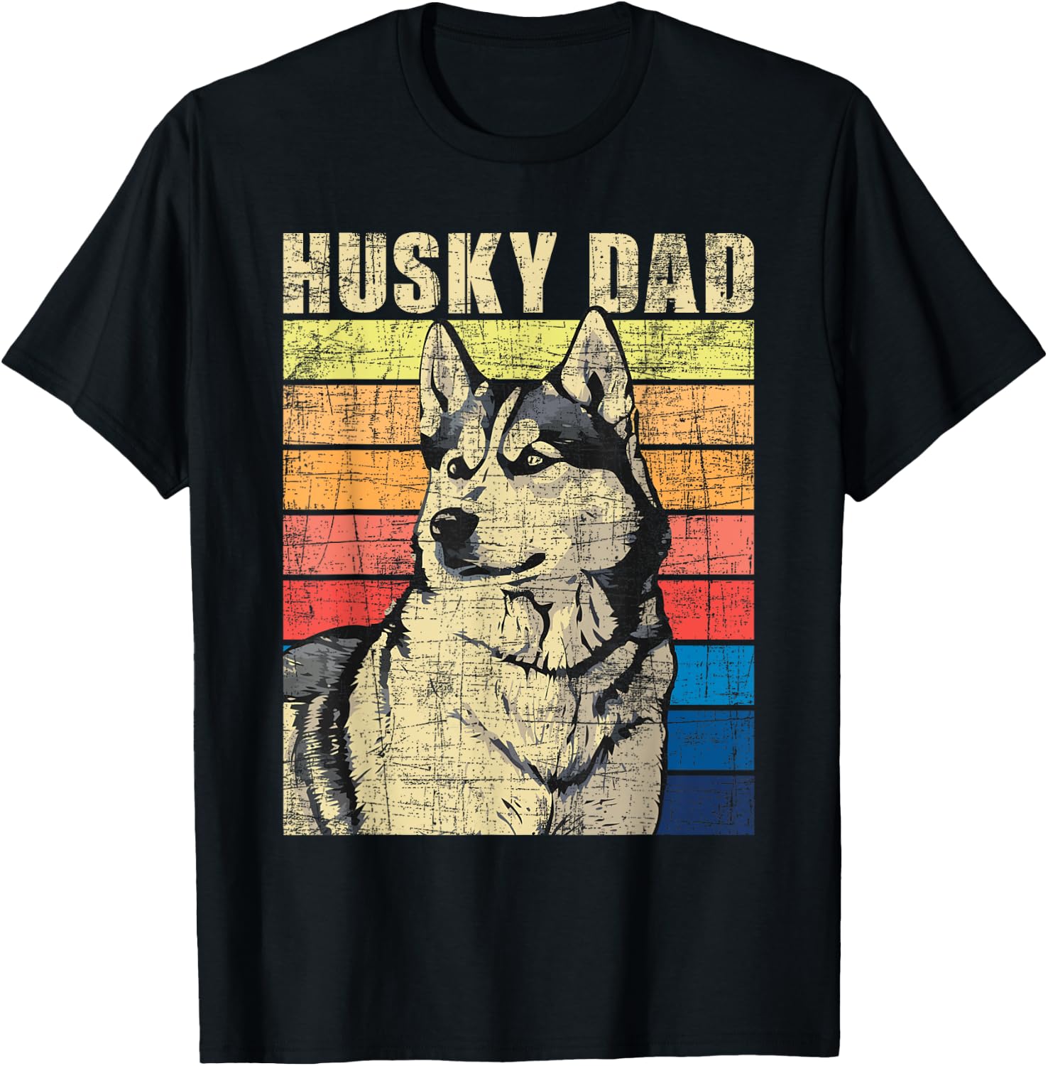 Husky Dad - Retro Vintage Pet Siberian Husky Dog Lover Men Women Kids T-Shirt - T-Shirt | Black