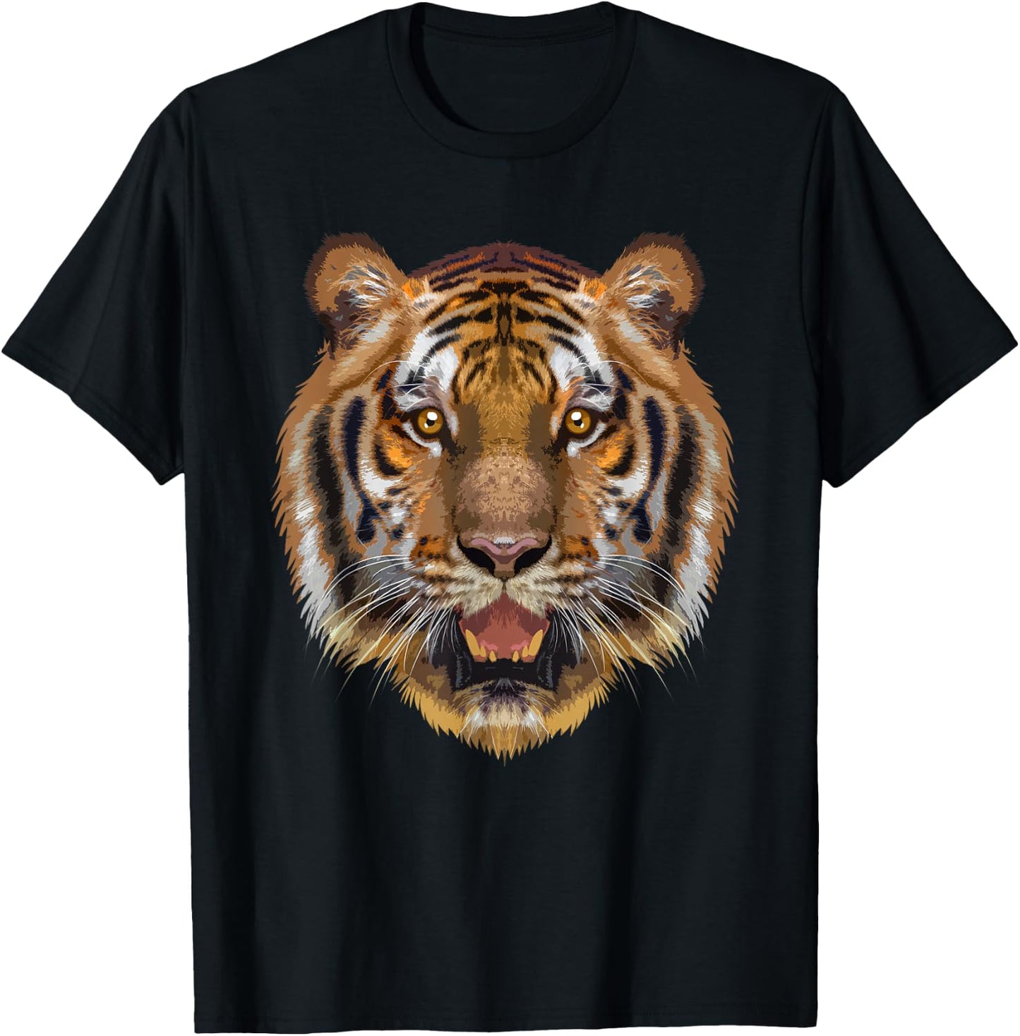 Cool Tiger Women Animal Face Cat Print Bengal Tigers T-Shirt - T-Shirt | Black