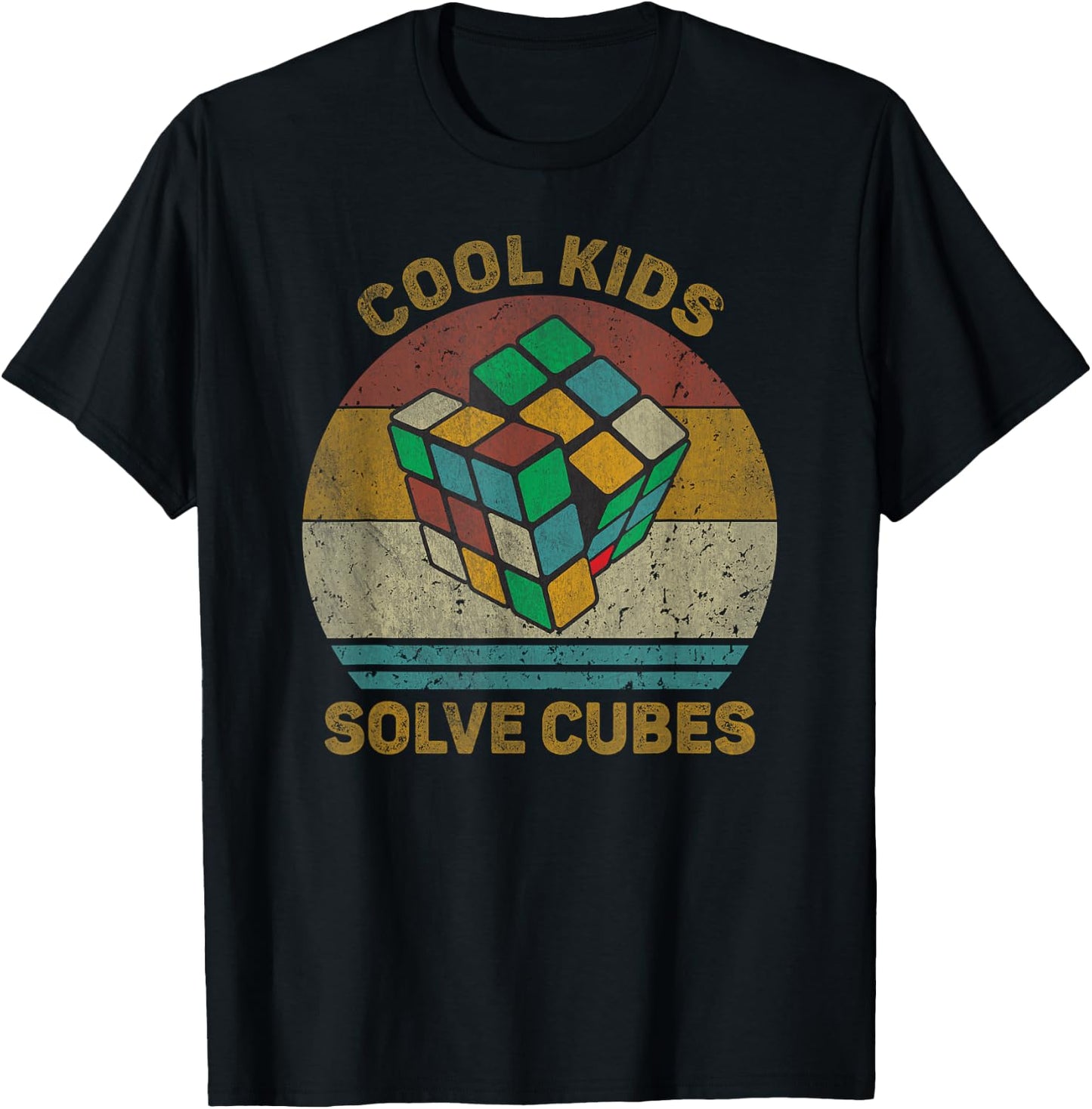 Cool Kids Solve Cubes Vintage Math Speedcubing Lovers T-Shirt - T-Shirt | Black