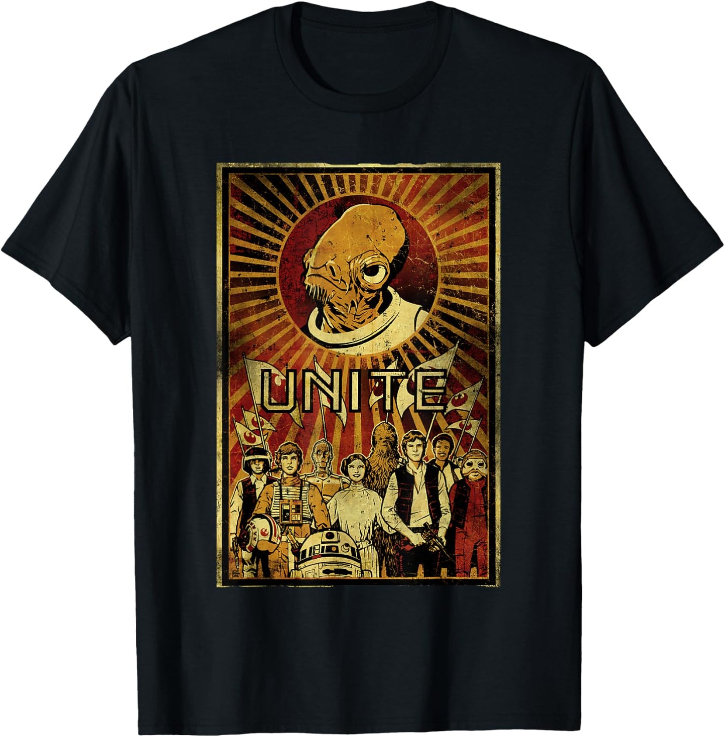 Star Wars Classic Unite Admiral Ackbar Vintage Poster T-Shirt - T-Shirt | Black