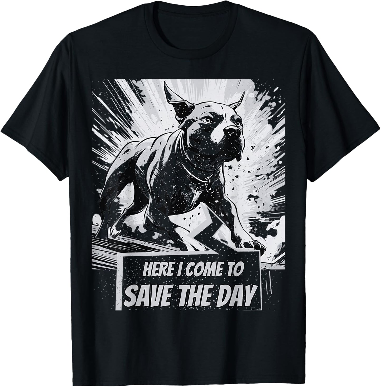 Pitbull Pit bull comics style T-Shirt - T-Shirt | Black