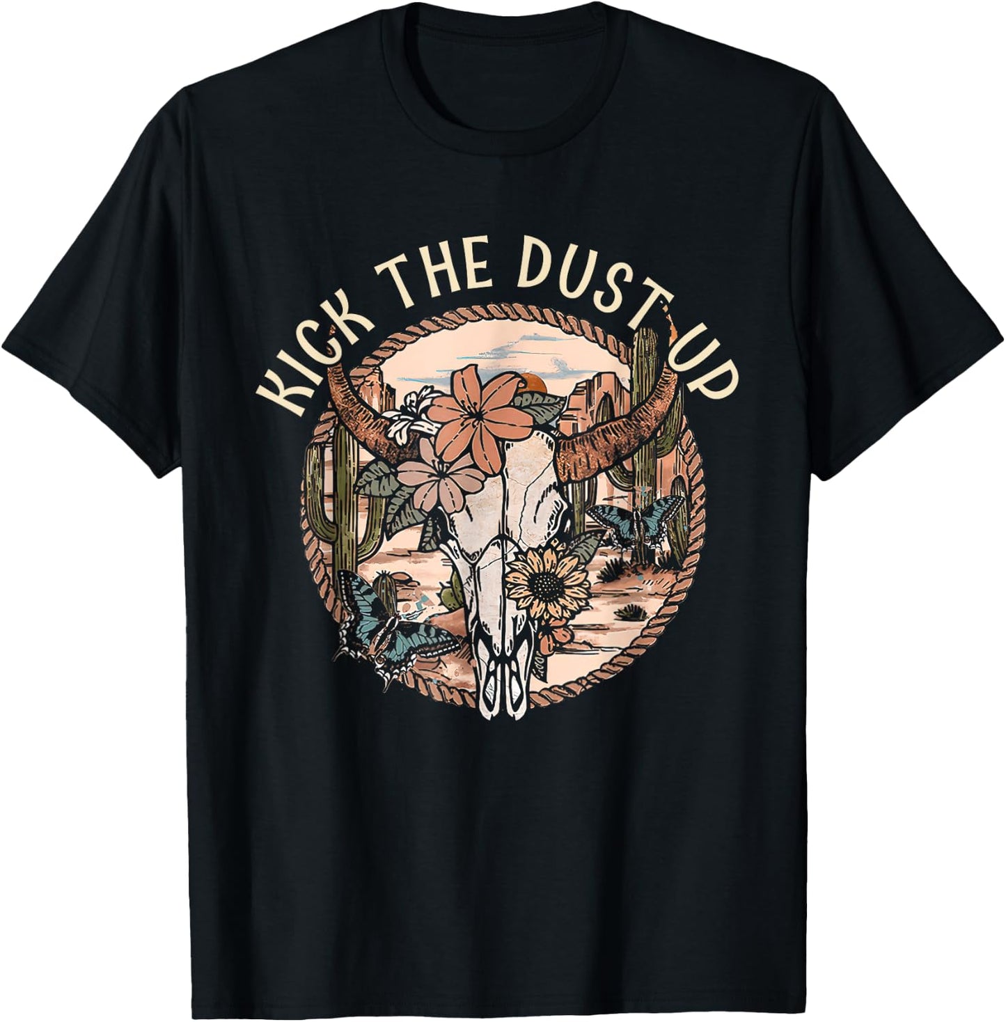 Kick The Country Music Dusts Up Classic Cactus T-Shirt - T-Shirt | Black