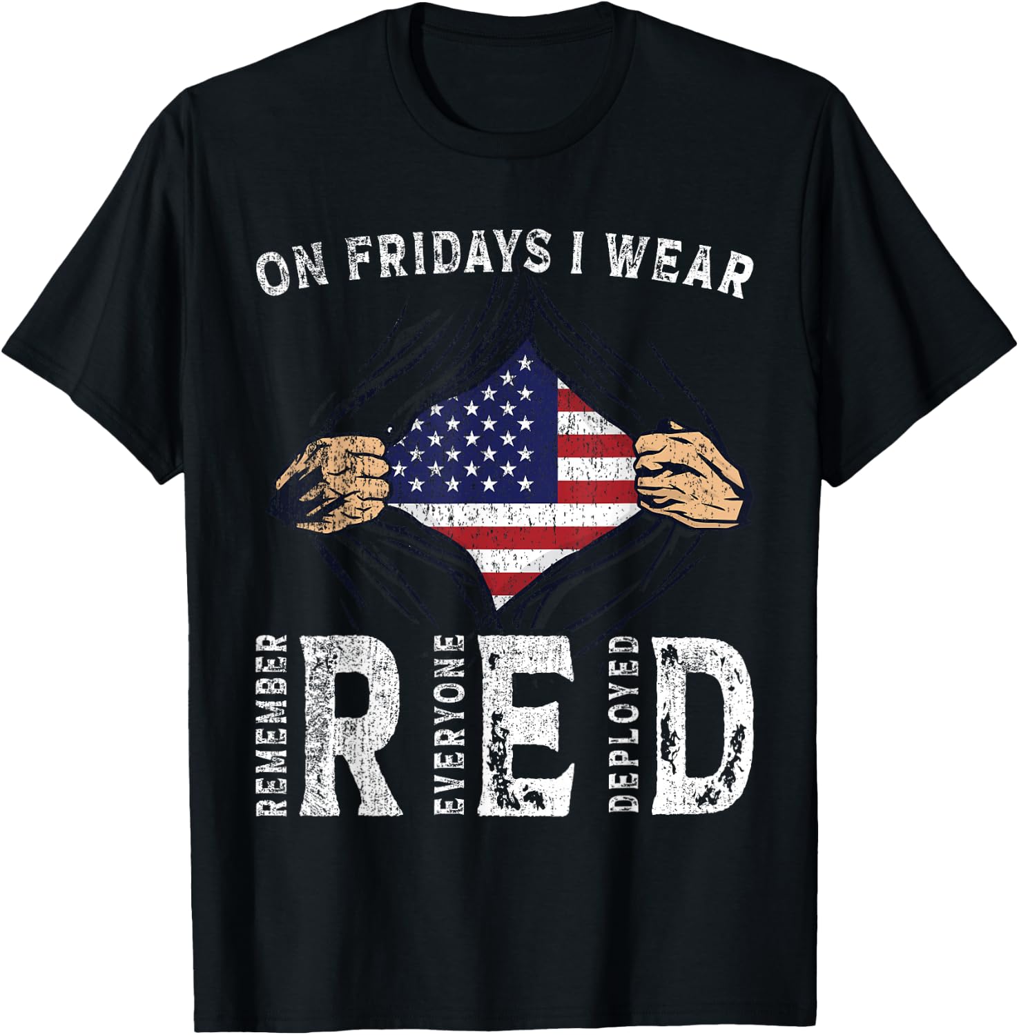 Fridays I Wear Red USA Support American Troops T-Shirt - T-Shirt | Black