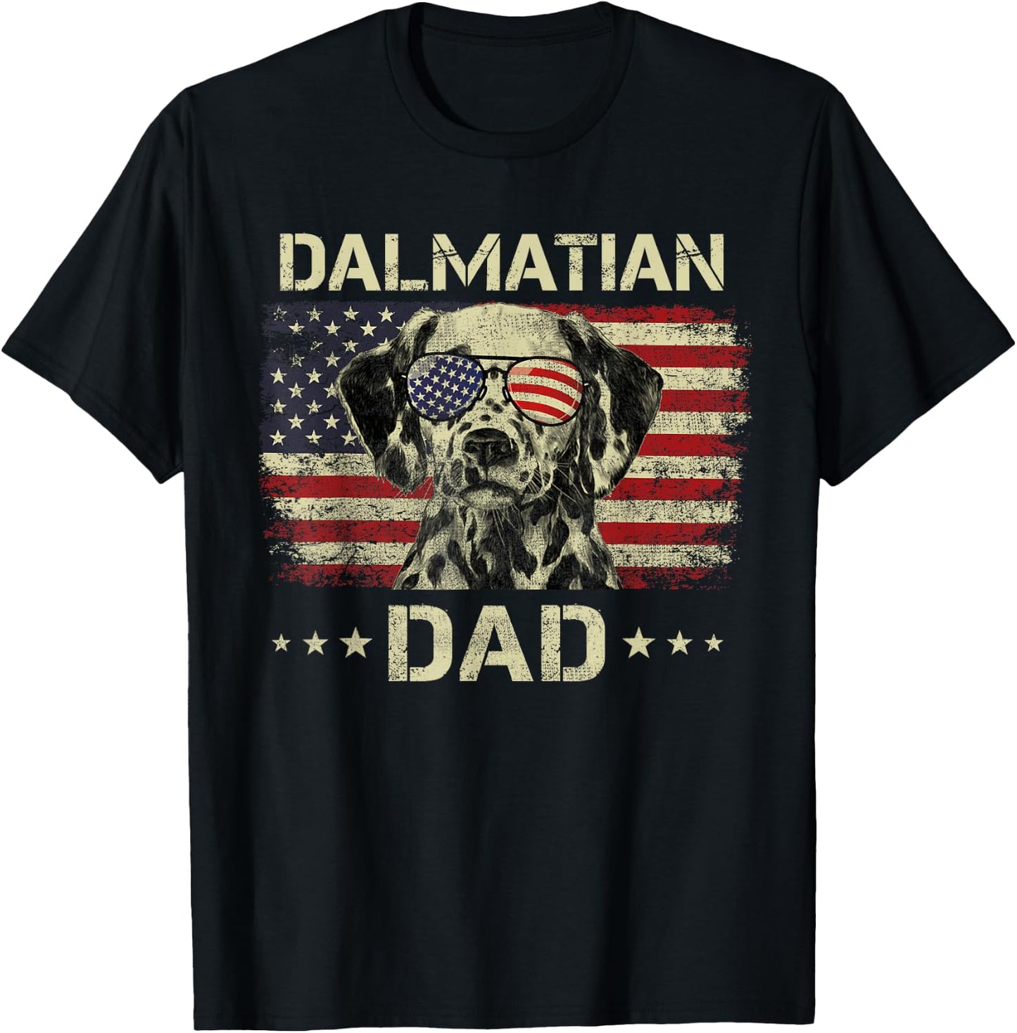 Dalmatian Dad Dog Lovers American Flag 4th Of July Men T-Shirt - T-Shirt | Black