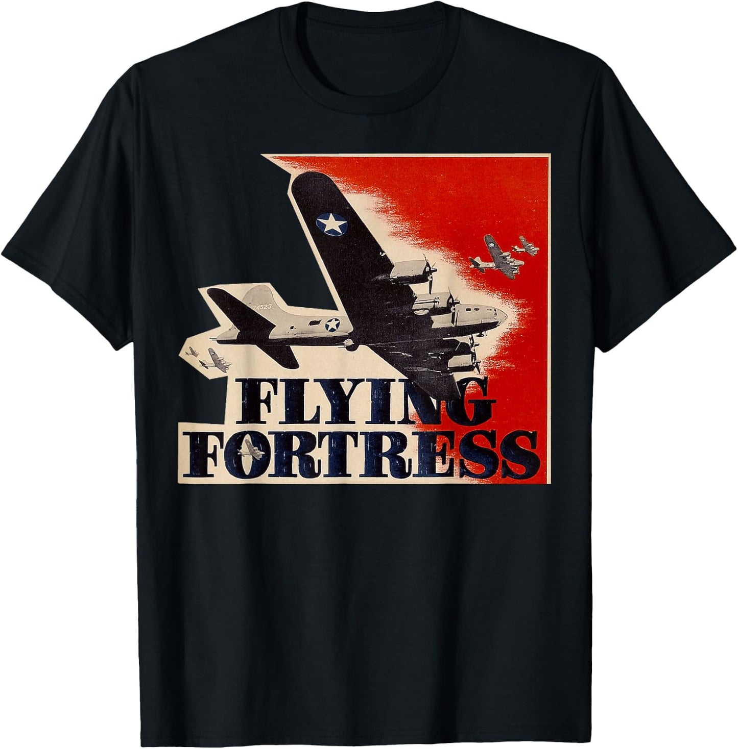Vintage WWII B-17 USA Warplane B17 Flying Fortress T-Shirt - T-Shirt | Black