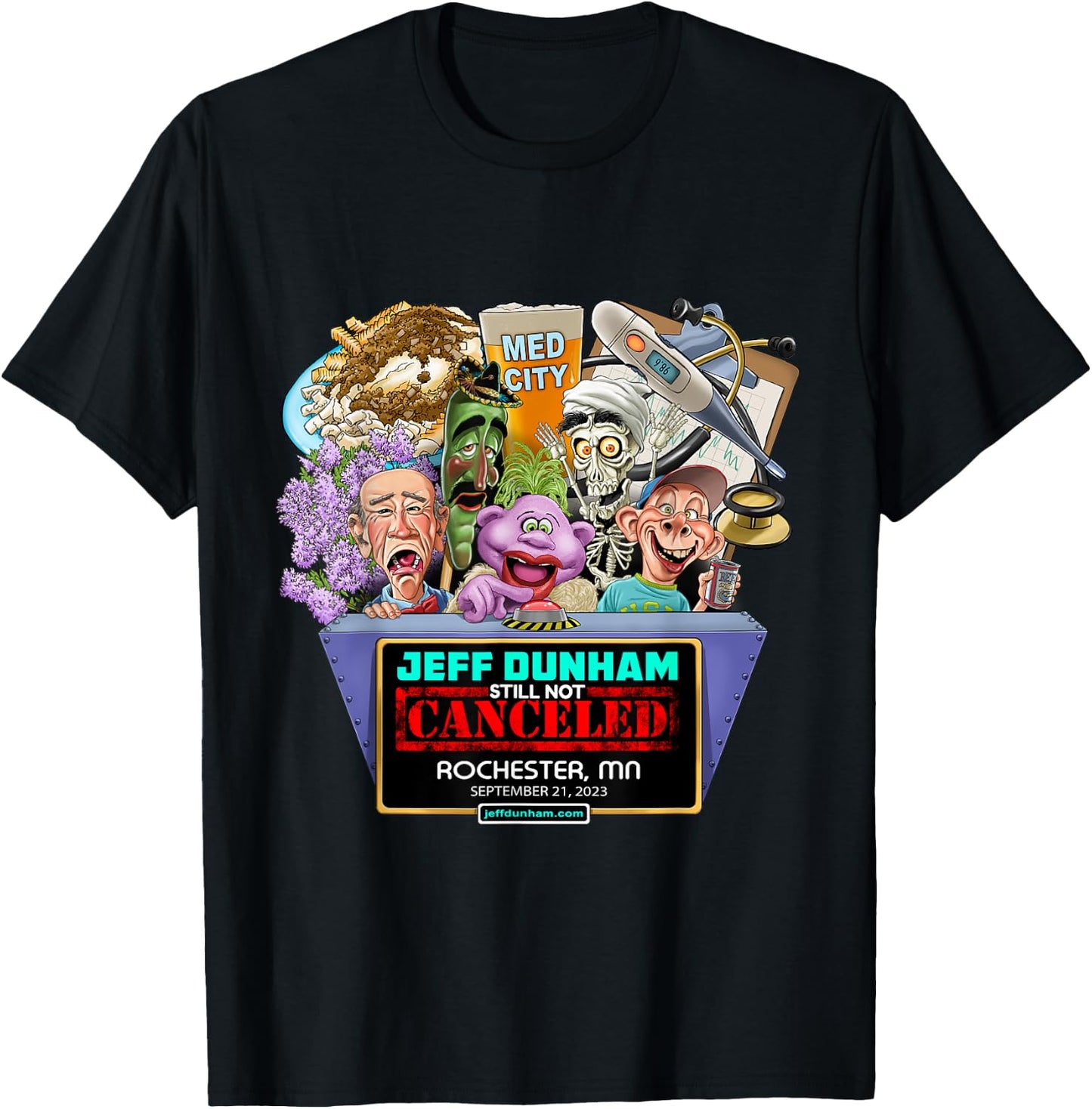 Jeff Dunham Rochester, MN (2023) T-Shirt - T-Shirt | Black
