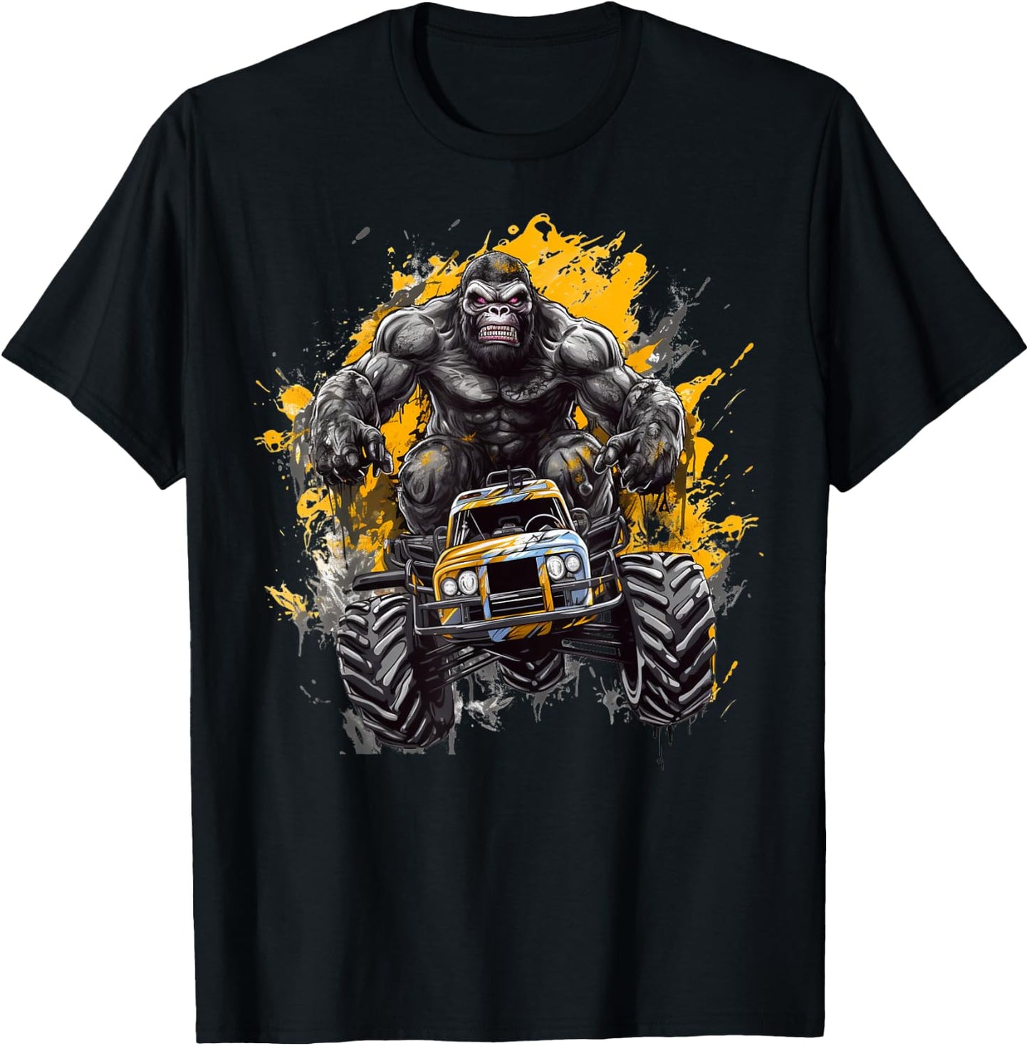 Sasquatch Riding Monster Truck Bigfoot for Boys Toddlers T-Shirt - T-Shirt | Black