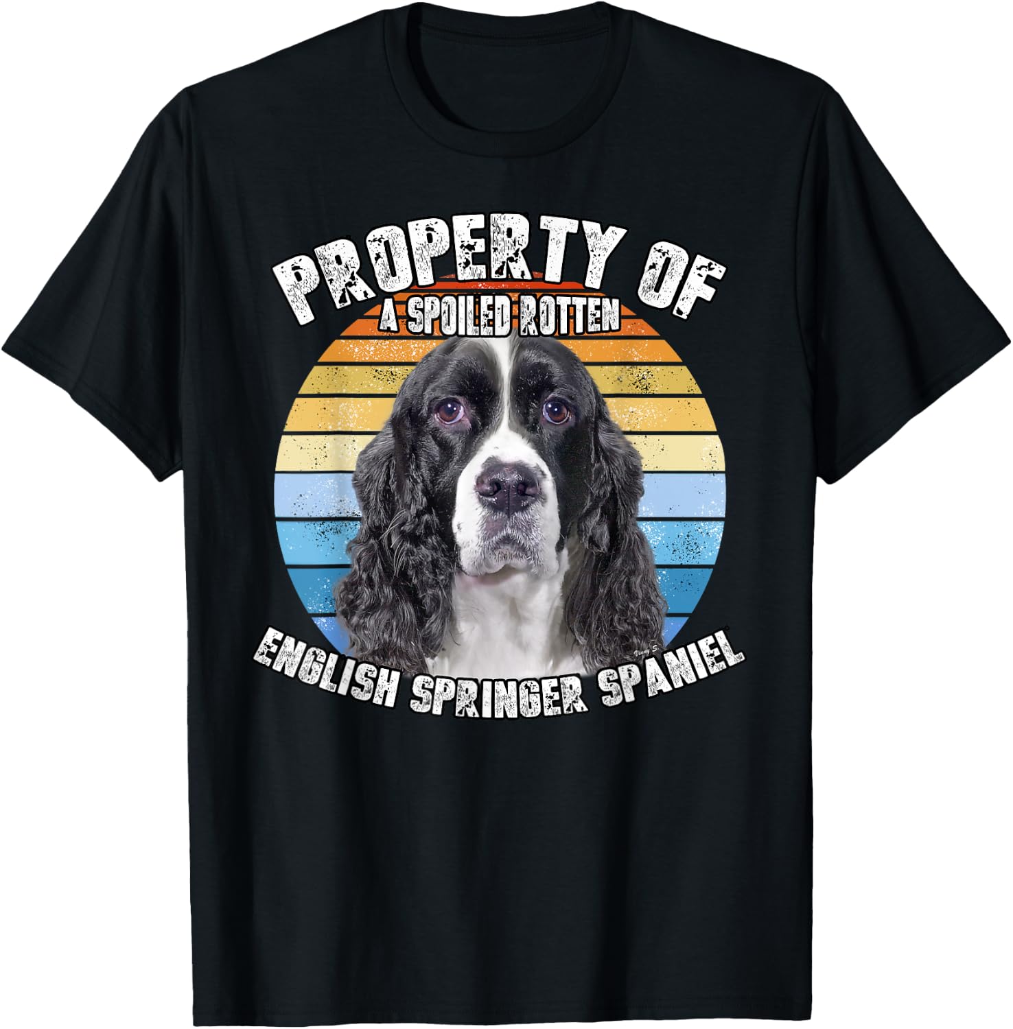 English Springer Spaniel Black Retro Property Of T-Shirt - T-Shirt | Black