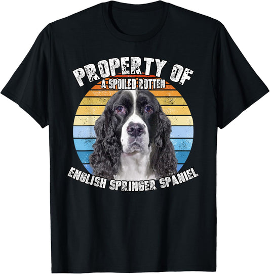 English Springer Spaniel Black Retro Property Of T-Shirt - T-Shirt | Black