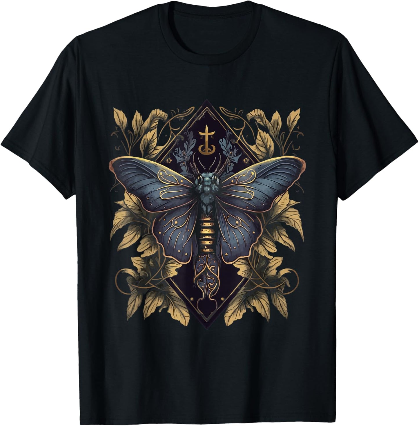 Gothic Moth Butterfly Witchcore Aesthetic Witchcraft Occult T-Shirt - T-Shirt | Black