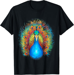 Peacock Bird Colourful Animal Peacock T-Shirt - T-Shirt | Black