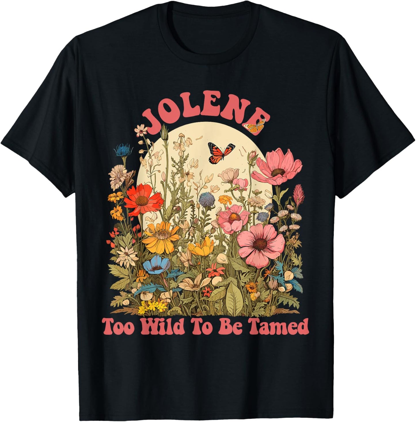 JOLENE Name Cute Retro Girls Wildflower JOLENE Name T-Shirt - T-Shirt | Black