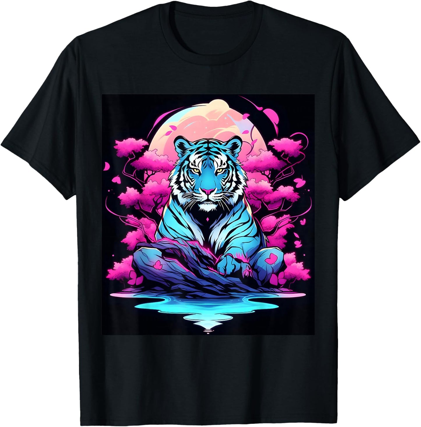 Graphic Showcasing a Striking Tiger in the Darkness T-Shirt - T-Shirt | Black