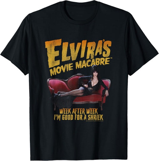Elvira, Mistress of the Dark Movie Macabre Shriek Poster T-Shirt - T-Shirt | Black