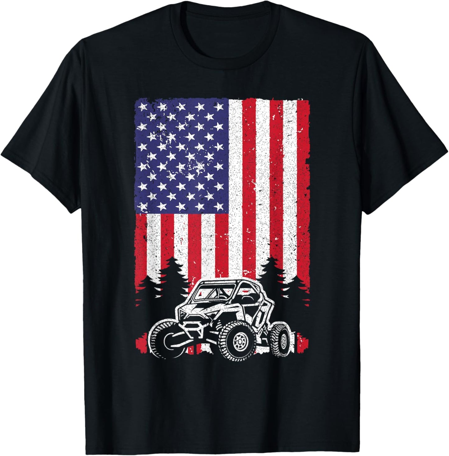 SxS Women Offroad Mud Riding 4th of July US Flag T-Shirt - T-Shirt | Black