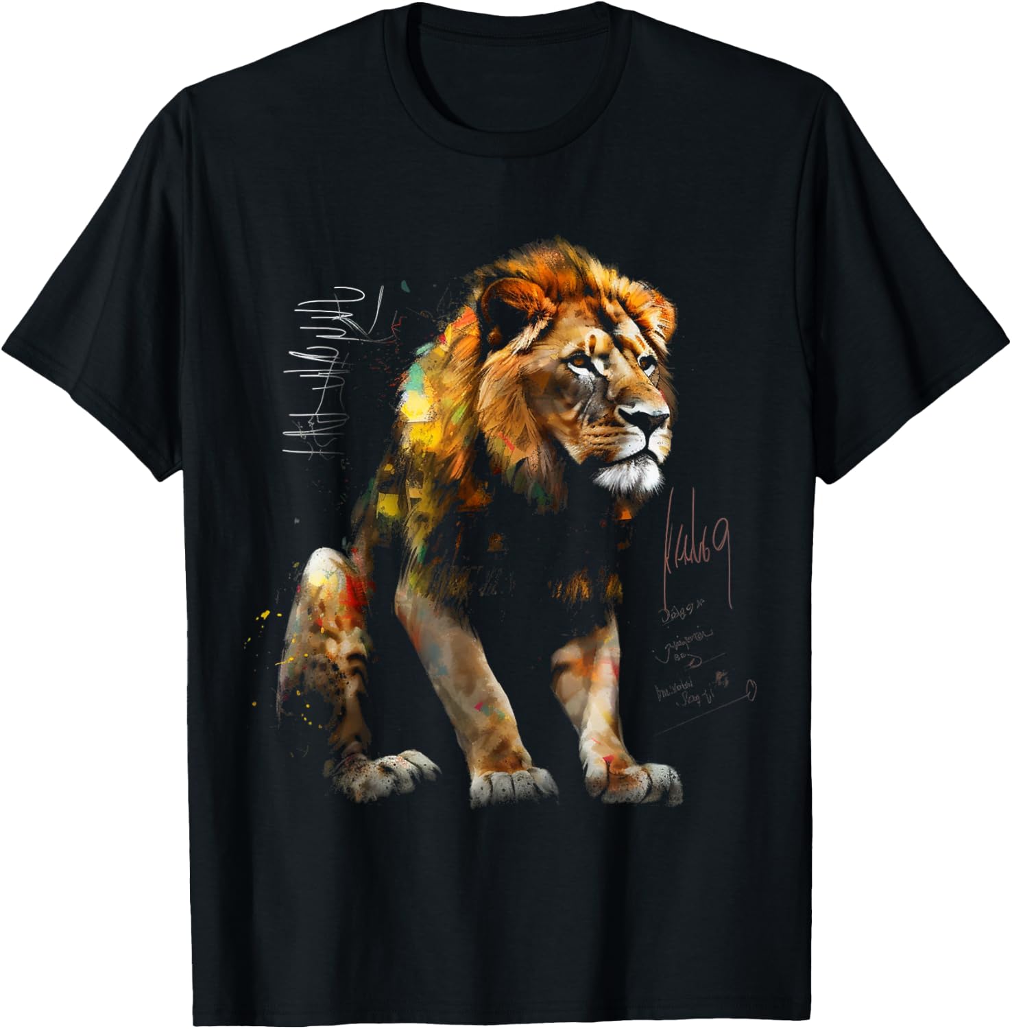 Lion Art - Animal Lovers Motif Artwork Animal Lion T-Shirt - T-Shirt | Black