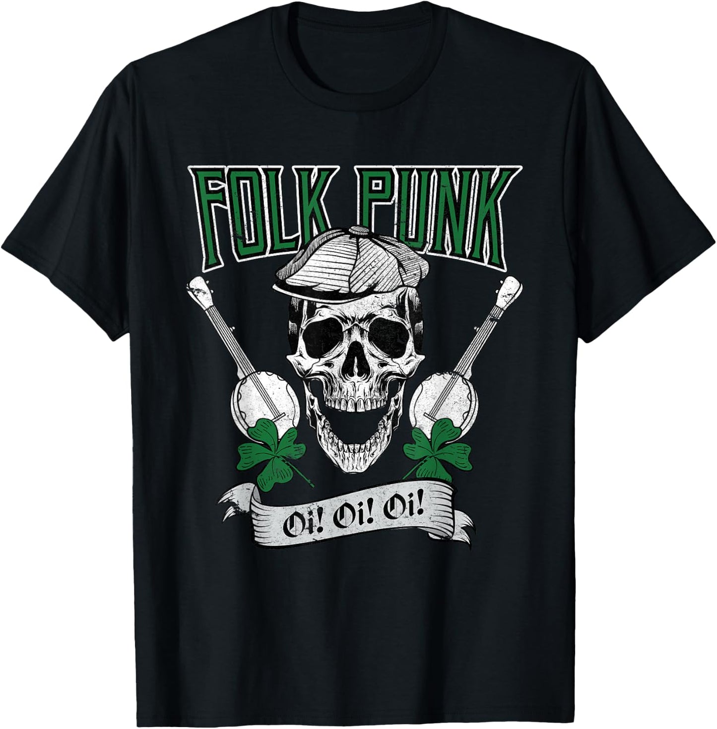 Irish Folk Punk Oi Punk Ska & Punk Rock for 80s Punks T-Shirt - T-Shirt | Black