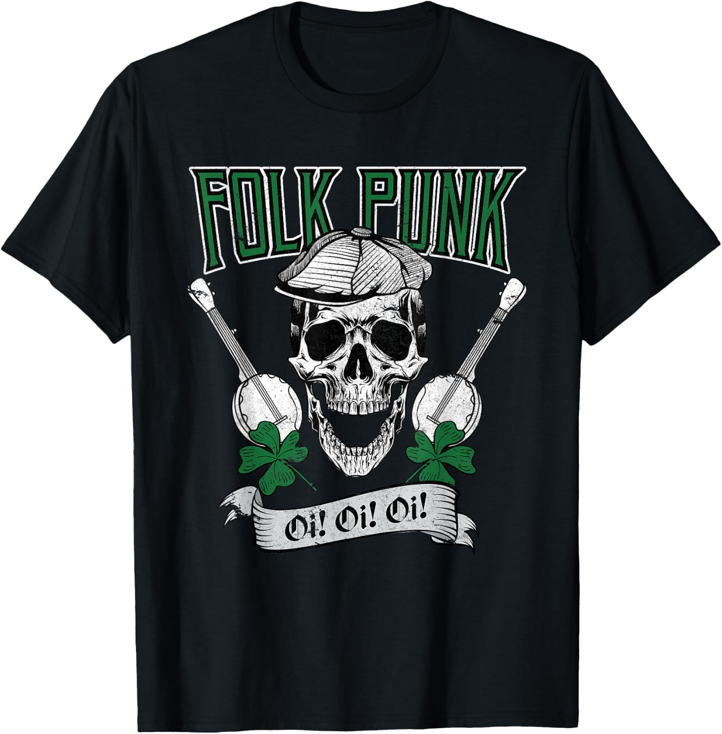 Irish Folk Punk Oi Punk Ska & Punk Rock for 80s Punks T-Shirt - T-Shirt | Black