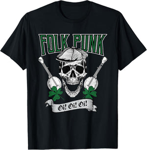 Irish Folk Punk Oi Punk Ska & Punk Rock for 80s Punks T-Shirt - T-Shirt | Black