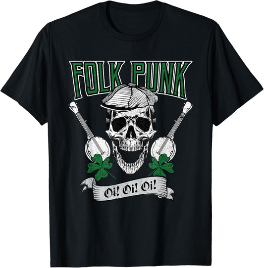 Irish Folk Punk Oi Punk Ska & Punk Rock for 80s Punks T-Shirt - T-Shirt | Black