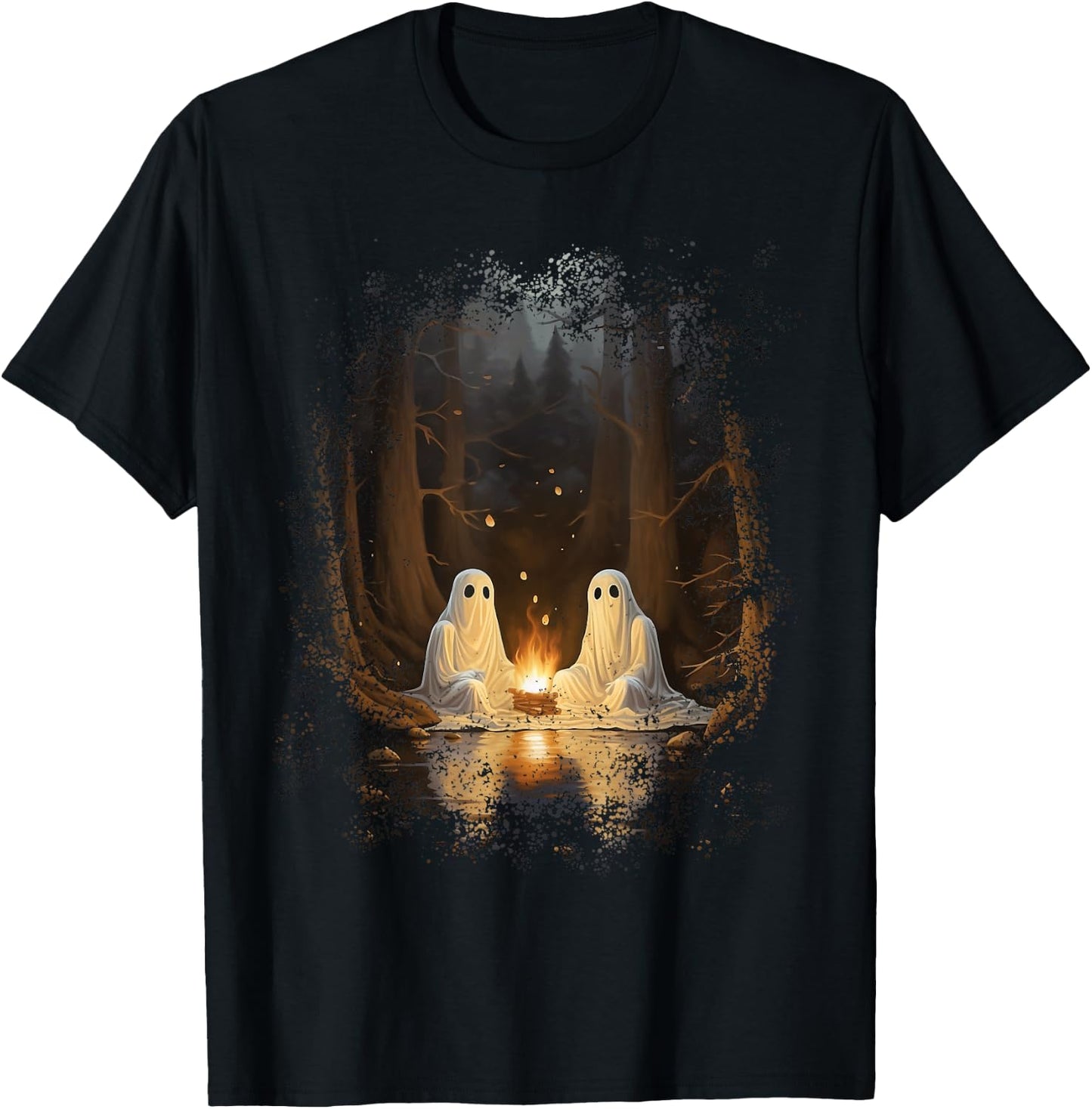 Vintage Ghost Campfire Camping Gothic Halloween T-Shirt - T-Shirt | Black