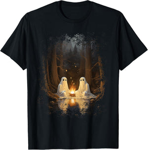 Vintage Ghost Campfire Camping Gothic Halloween T-Shirt - T-Shirt | Black