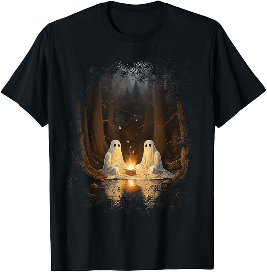 Vintage Ghost Campfire Camping Gothic Halloween T-Shirt - T-Shirt | Black