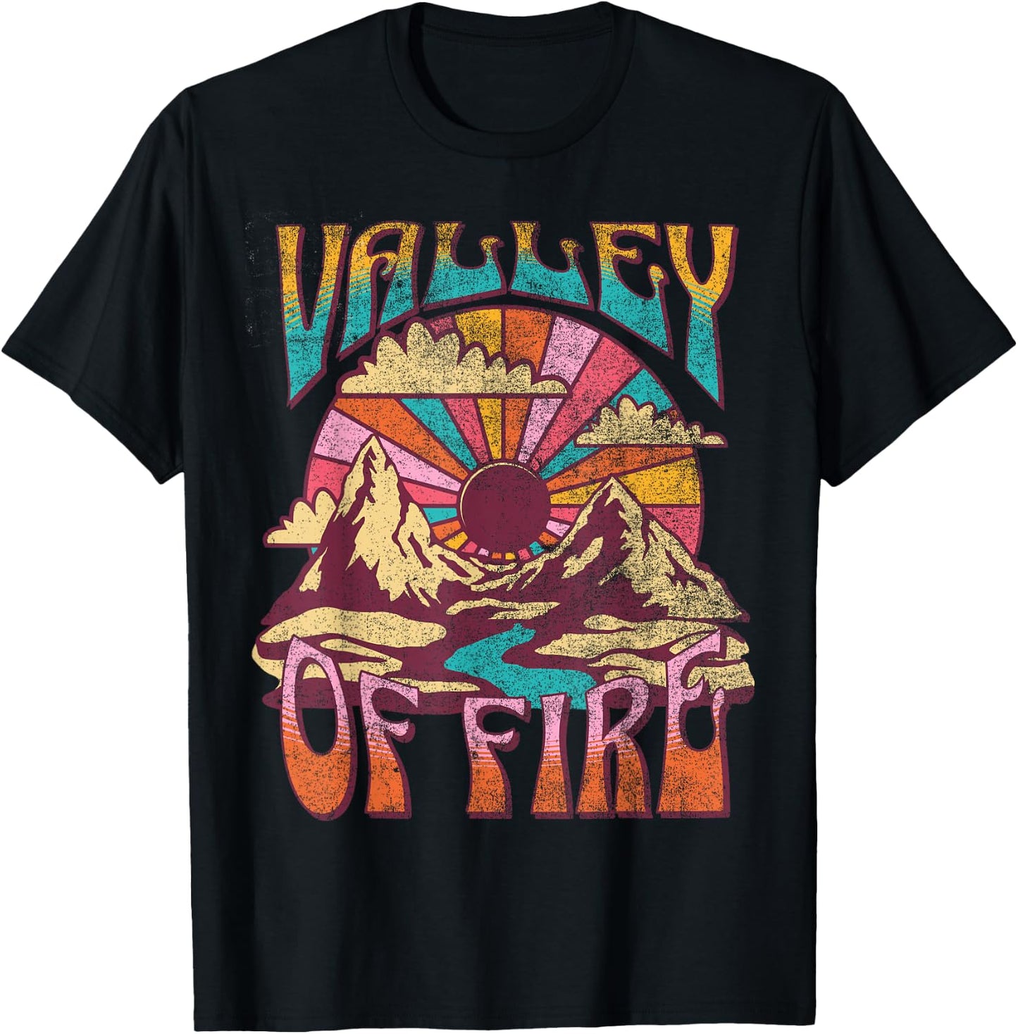 Valley Of Fire Nevada Nature Hiking Mountains Outdoors Retro T-Shirt - T-Shirt | Black