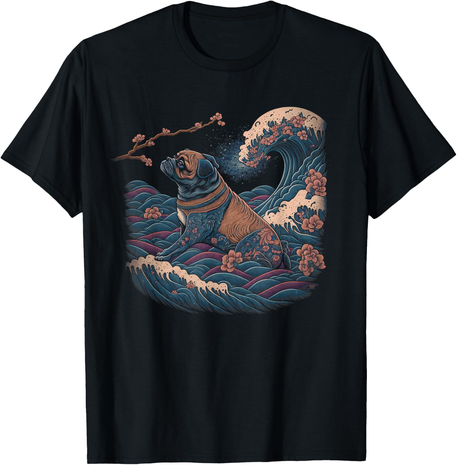 Surrealism Japanese Painting Chug dog T-Shirt - T-Shirt | Black