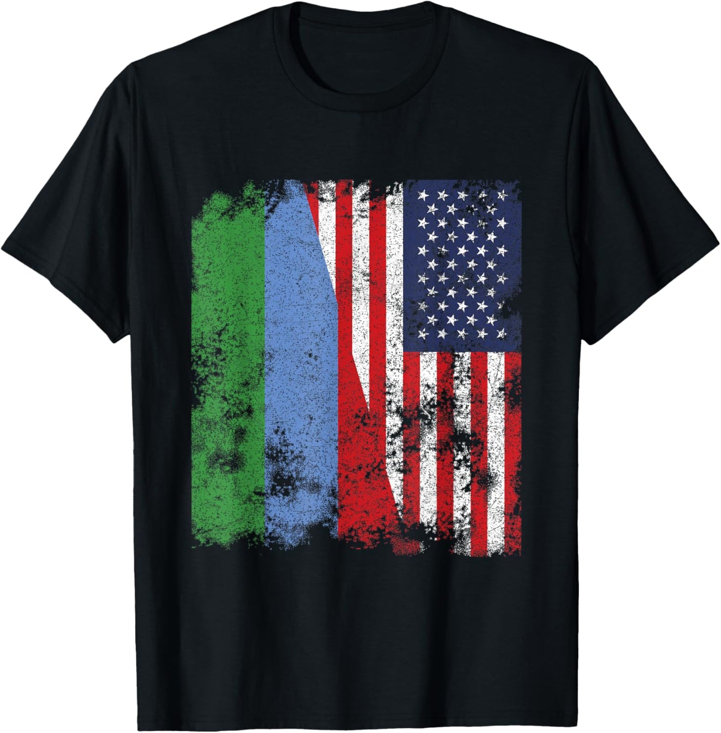 Dagestan USA Flag Distressed - Half American T-Shirt - T-Shirt | Black