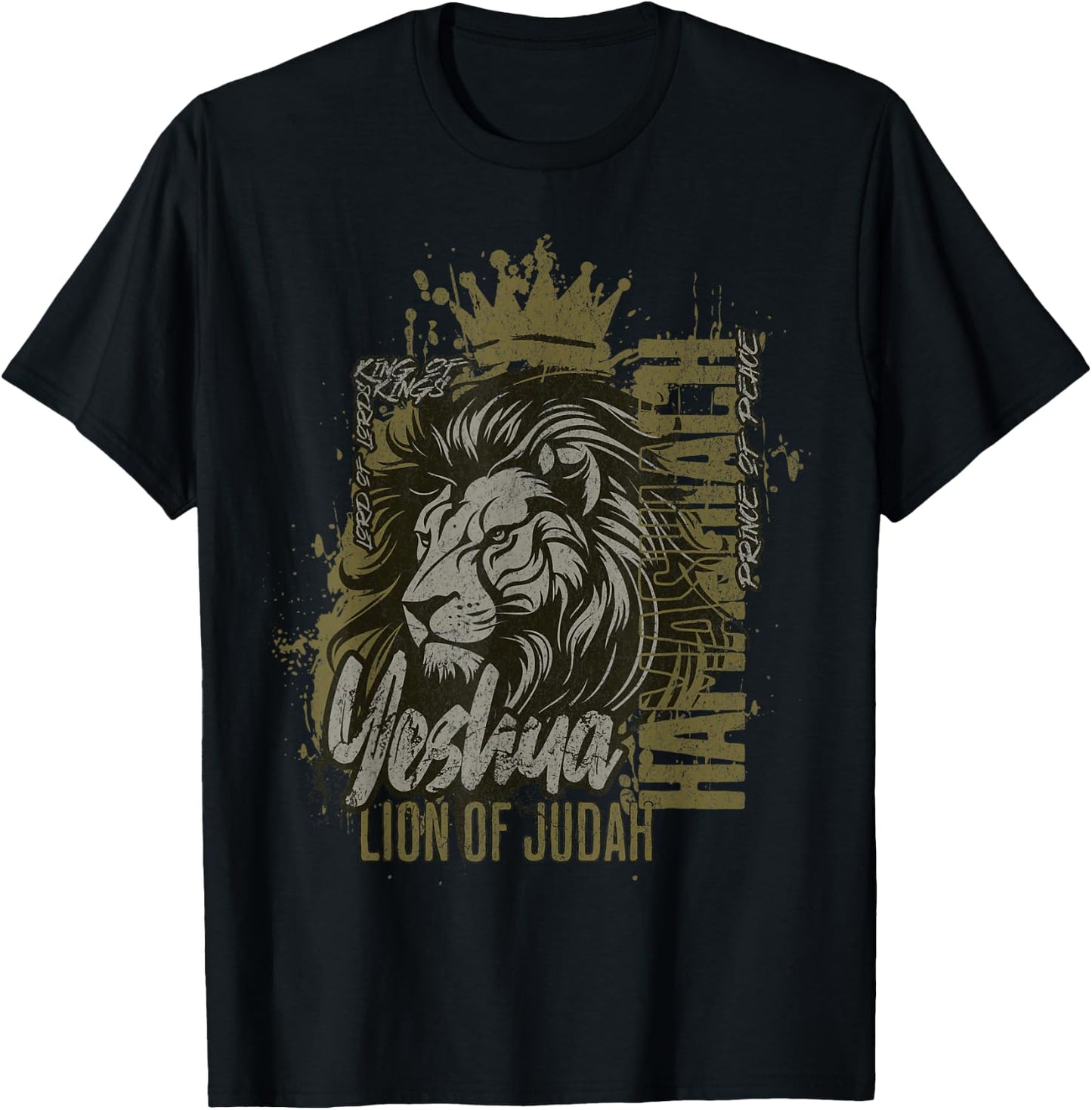 Yeshua Hamashiach Lion of Judah Messianic Hebrew Jesus T-Shirt - T-Shirt | Black