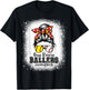 Messy Bun Mom Of Both Baseball Softball Busy Raising Ballers T-Shirt - T-Shirt | Black