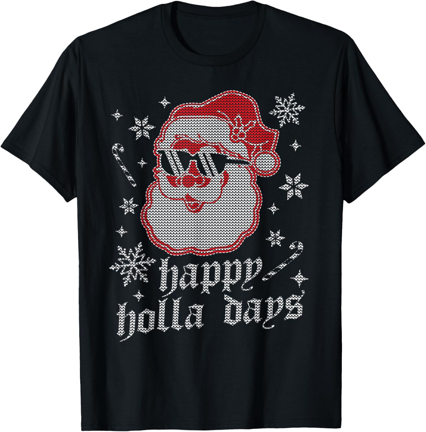 Happy Holla Days - Christmas Santa Claus - Ugly Christmas T-Shirt - T-Shirt | Black