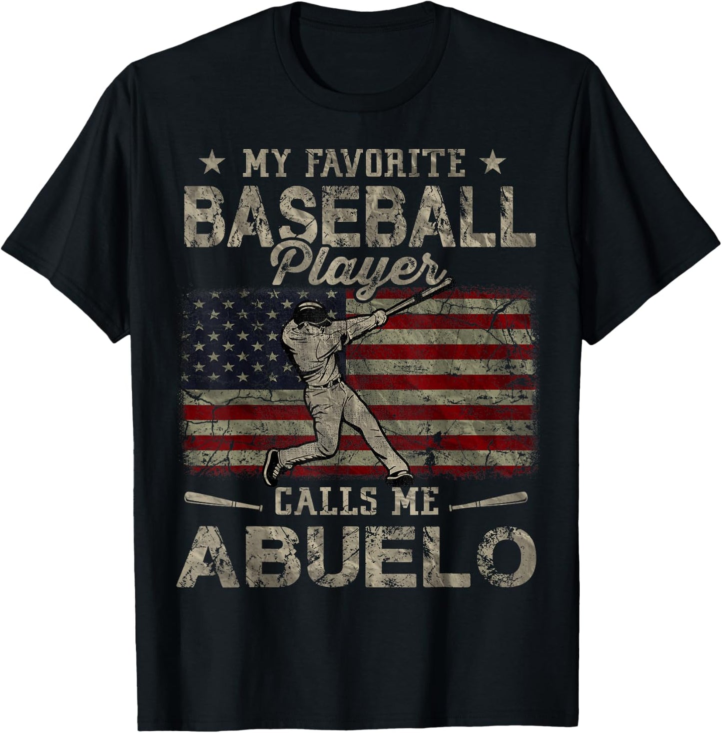 My Favorite Baseball Player Calls Me Abuelo Father's Day T-Shirt - T-Shirt | Black